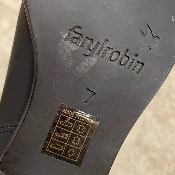 Faryl Robin Black Leather Heeled Riding Tall Boots  Size 7 - Picture 5 of 12